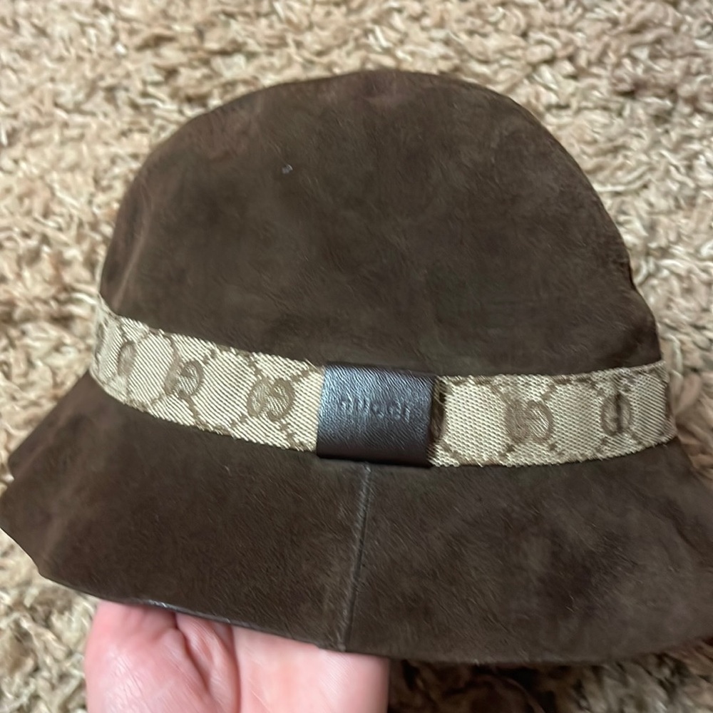 Gucci Brown and Tan Fashion Hat with Rounded Crown